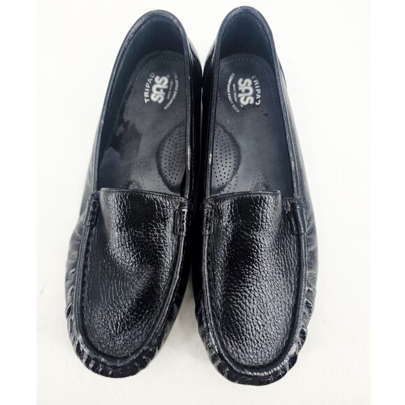 SAS Twin Black pebbled leather Slip On Loafer Boat Shoe Women's 10.5 WW - Picture 3 of 9